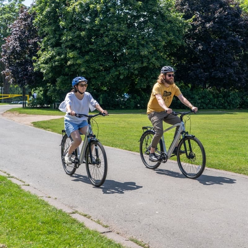 Falcon Horizon Low Step Electric Hybrid Bike Outside