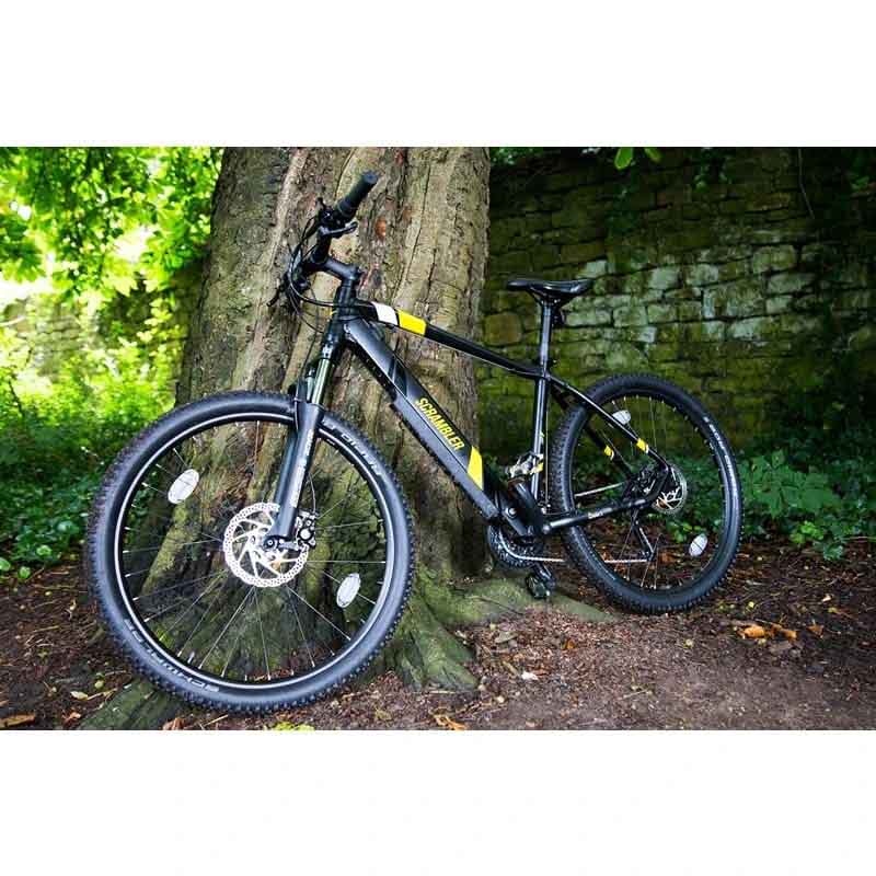 Mark2 Scrambler Hardtail Electric Mountain Bike Against Tree