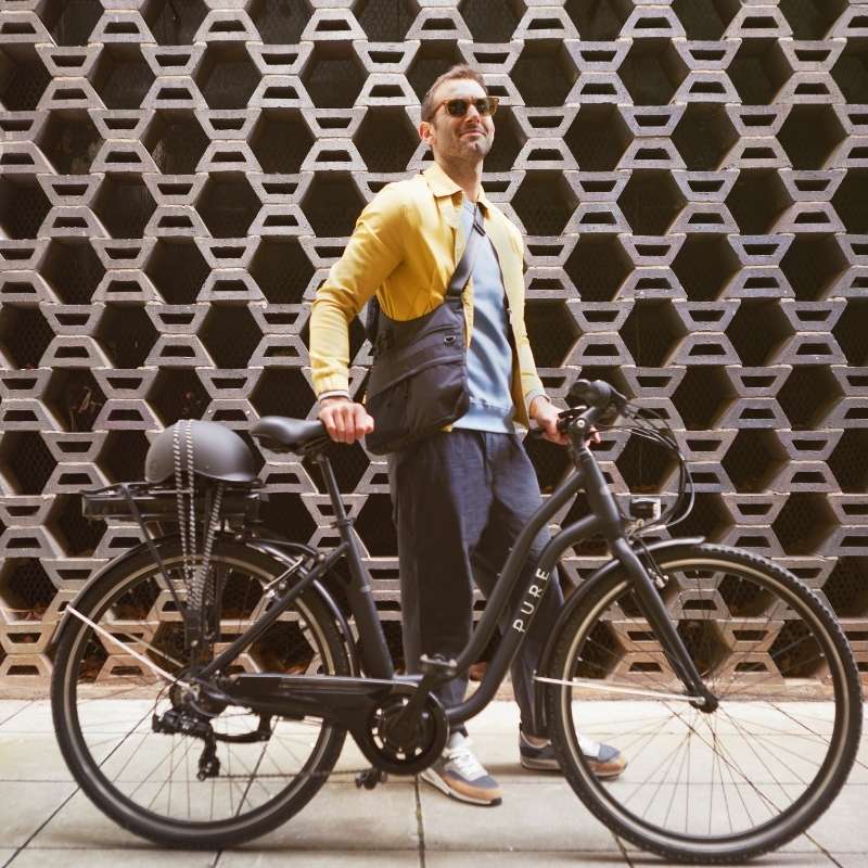 Pure Free City Step-Through Hybrid Electric Bike In Use